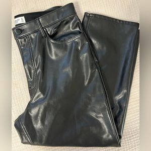 Abercrombie & Fitch Vegan Leather Ankle Straight Pant